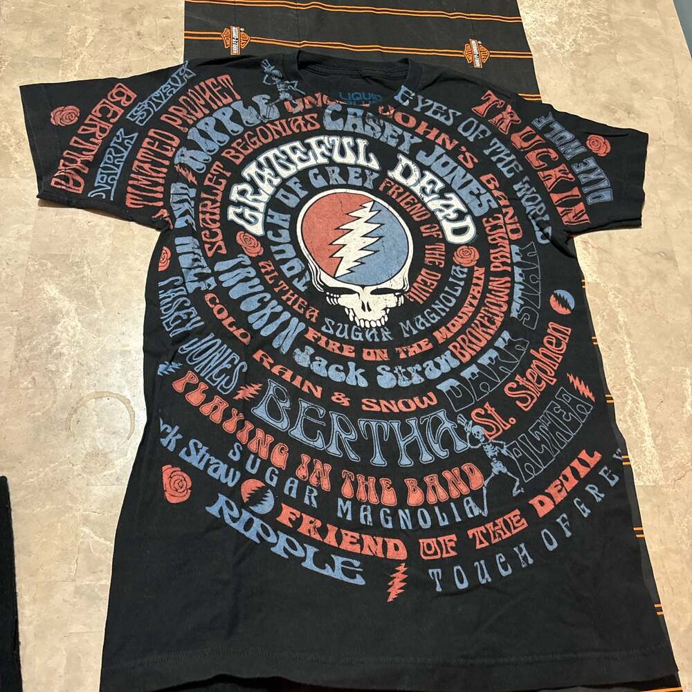 Liquid Blue Grateful Dead Song Titles All Over Print Short Sleeve Tee
